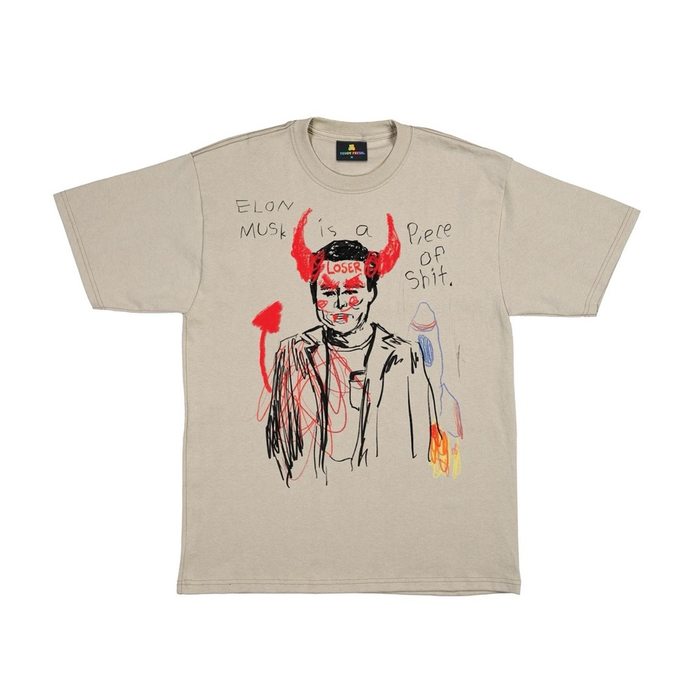 Teddy Fresh Elon Musk is a piece of sh*t t-shirt beige size small men’s